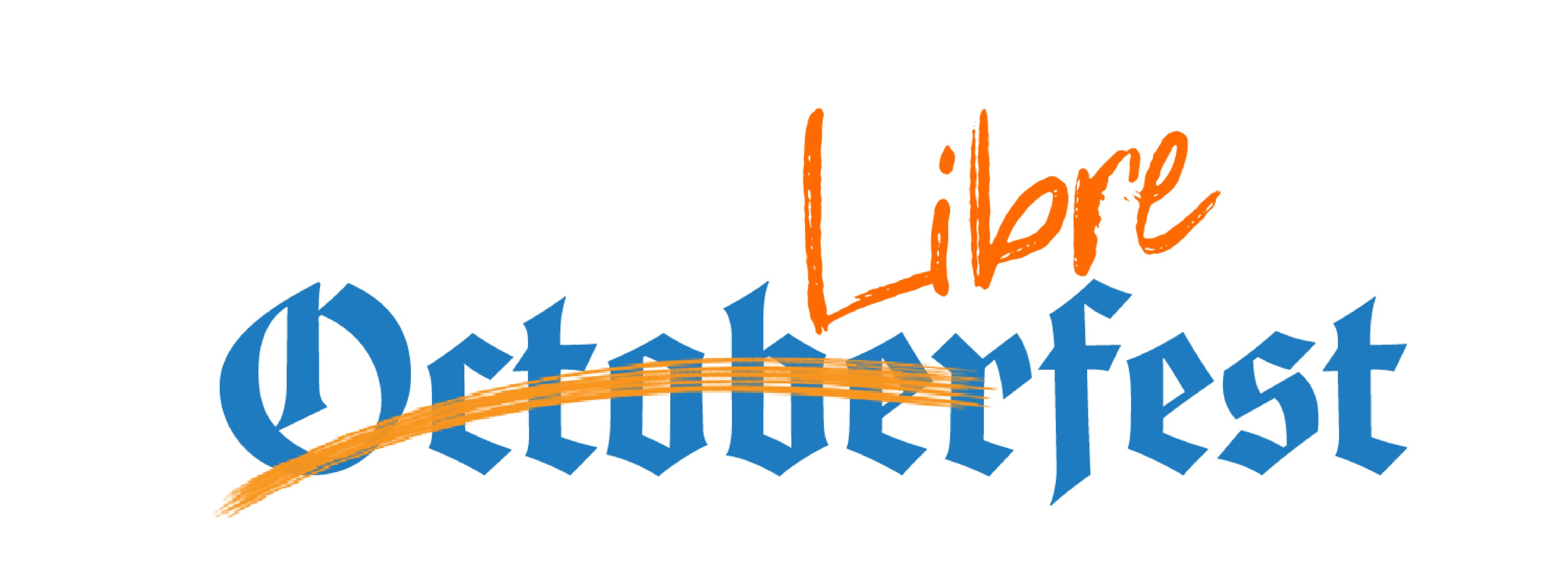 Octoberfest logo with the October crossed out with orange "Libre" written above it