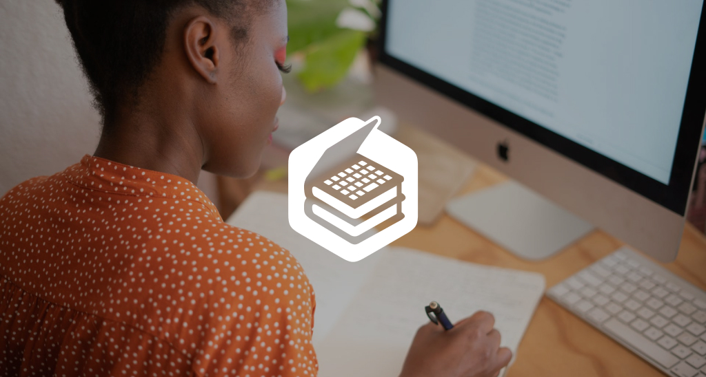 woman working on a laptop with the LibreTexts logo superimposed over the image