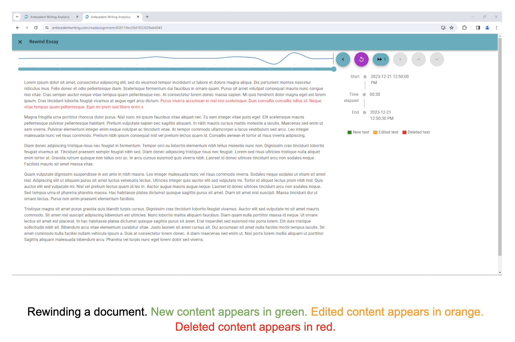 Screenshot of rewinding a document in the Forge