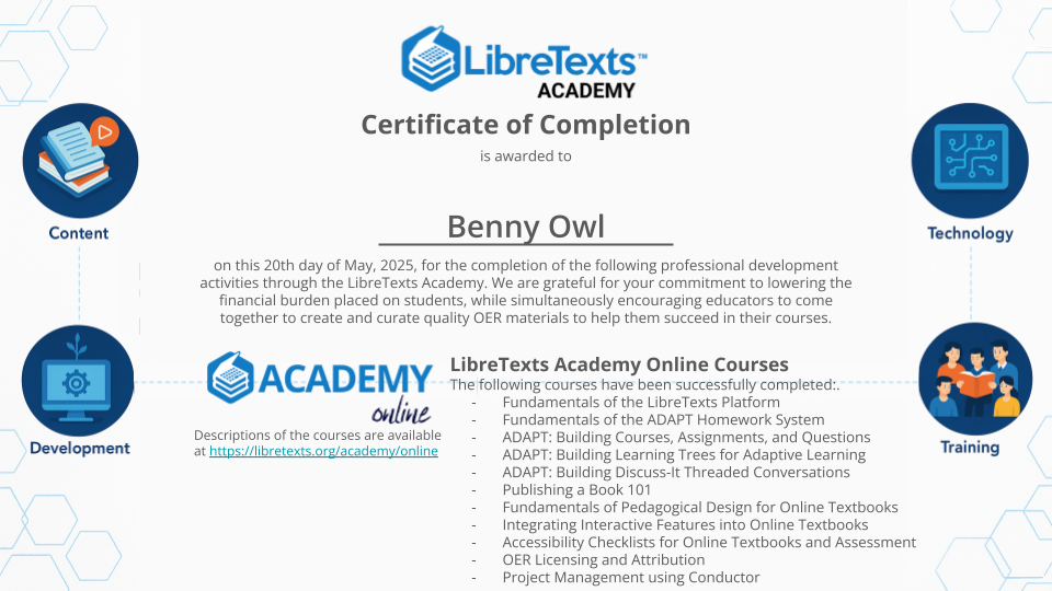 Example of a Certificate of Completion