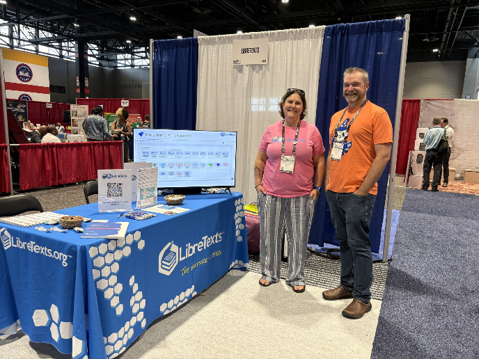 LibreTexts Director Of Outreach, Engagement, and Development, Jennifer Rogers, and Director of Curriculum Innovation and Development, Justin Shorb, at the ALA Conference in Chicago